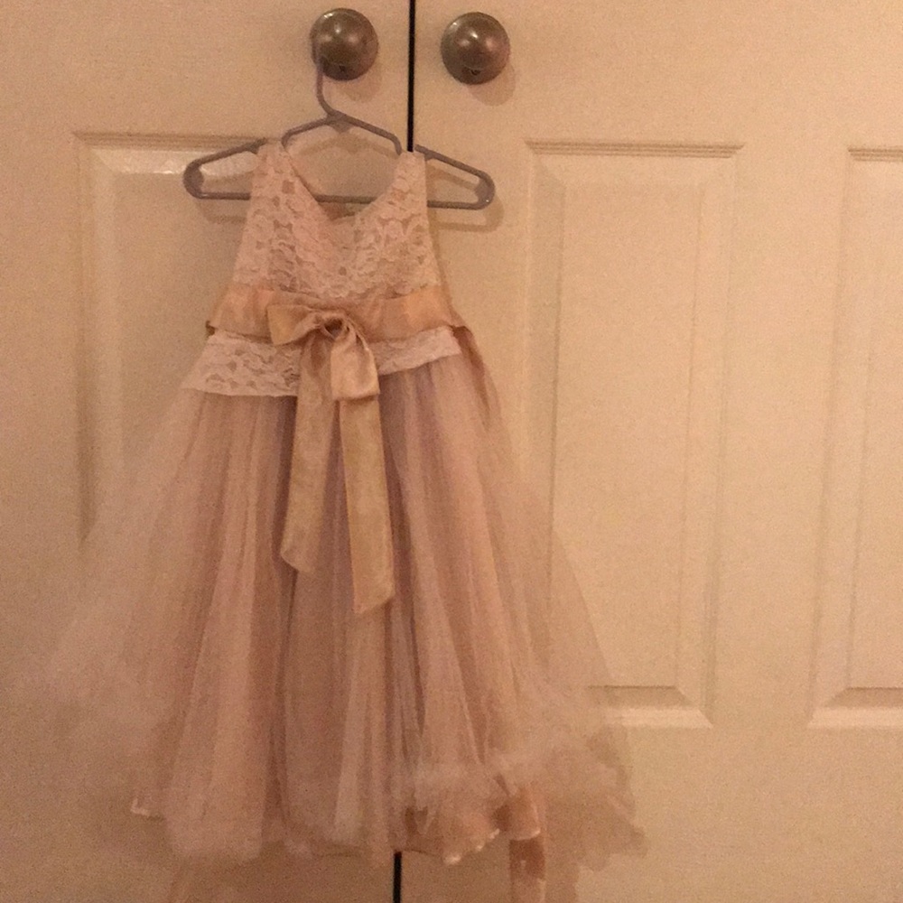 Size 4 Cream Dress with gold trim